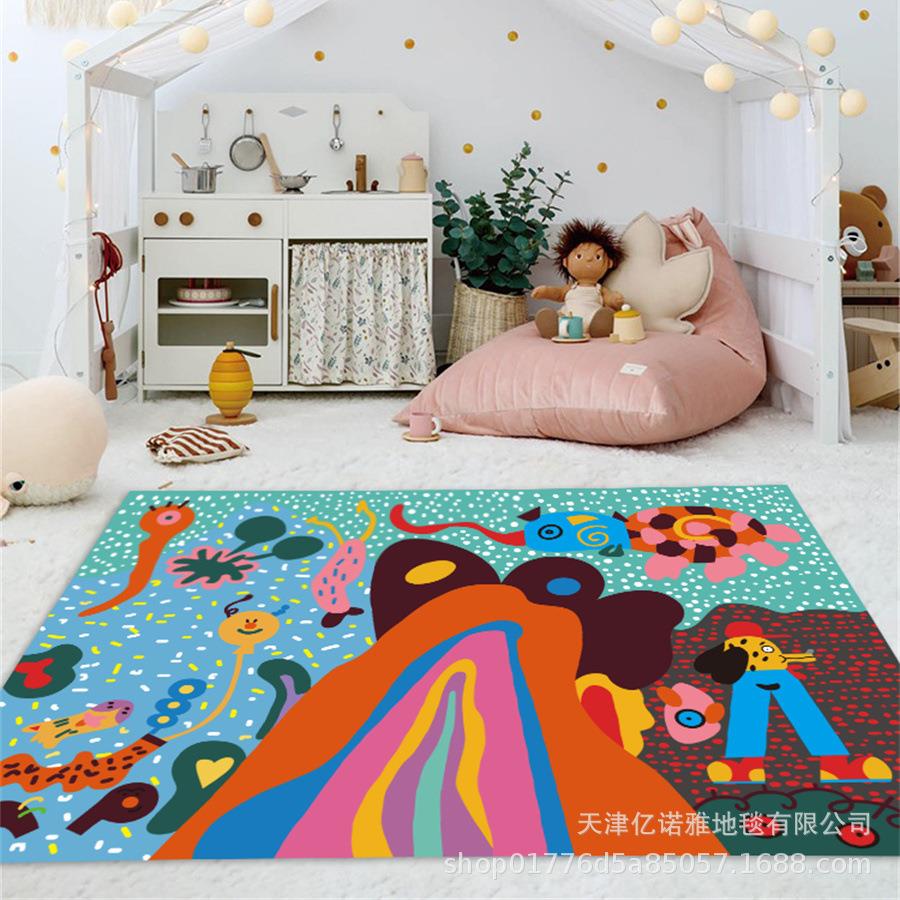 地毯全铺客厅现代简约涂鸦隔冷保暖仿羊绒茶几毯卧室耐磨床边毯