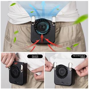 共田W920挂腰风扇强风USB充电挂脖夹腰间工地户外随身小型电风扇