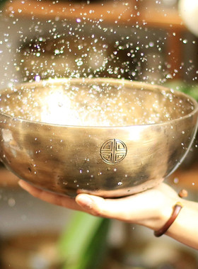 颂钵满月钵乐器尼泊尔手工纯铜音碗瑜伽静心音疗钵冥想碗桑塔民乐