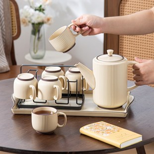 茶具家用客厅结婚杯具水杯茶壶茶杯新婚礼物 乔迁新居陶瓷水具套装