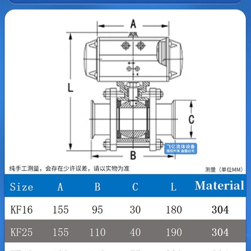 KF高真空气动球阀GUQ三片式阀门KF16卡盘KF25 KF40 KF50快装法兰