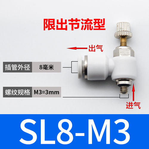 气动接头节流阀SL3-M3 M4 SL6-M5 M6- SL6-01-M8 M12可调气速2-M5
