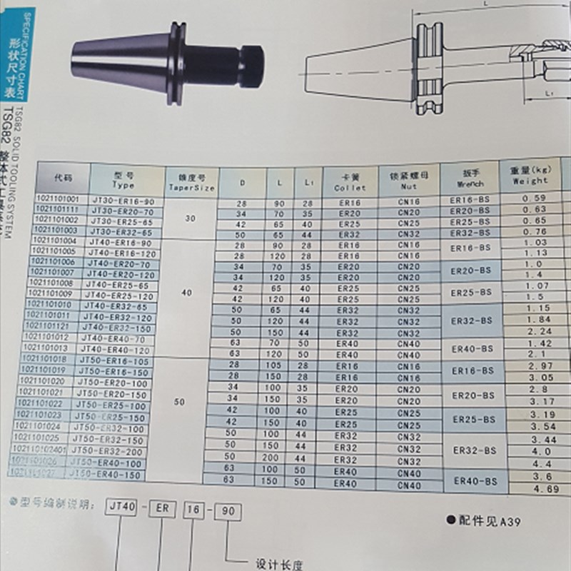 正宗成量数控弹性筒夹ER刀柄 BT/JT/ST30/40/50 ST50-ER20-150
