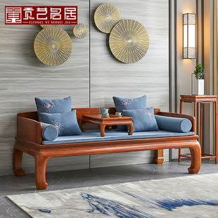 红木家俱缅甸花梨木罗汉床客厅中式大果紫檀全实木床榻坑床罗汉榻