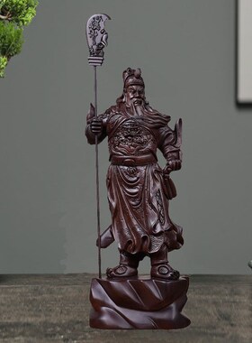 红实木质木头雕刻关公关二爷武财神像摆件家居镇宅招财装饰工艺品