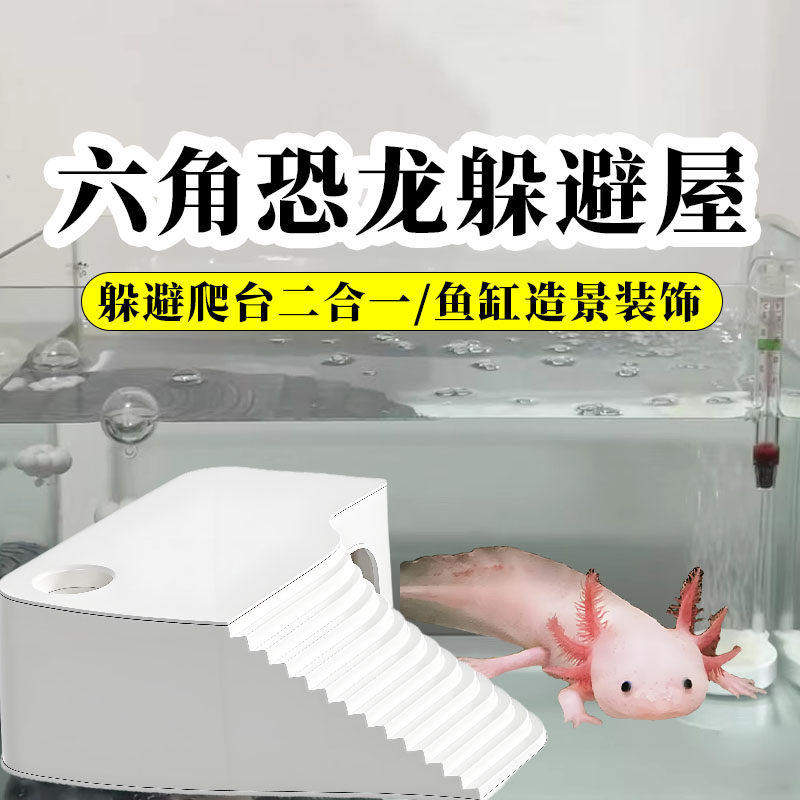 六角恐龙鱼缸造景躲避晒台