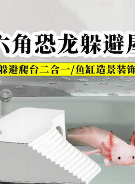 六角恐龙鱼缸造景躲避晒台