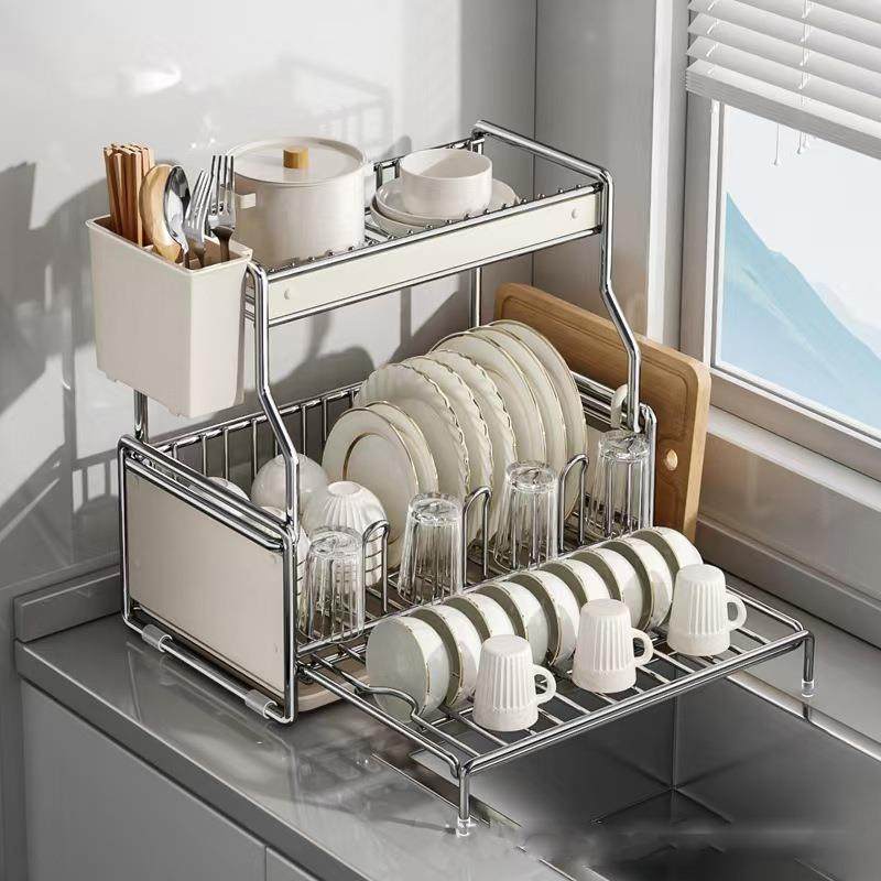 可伸缩厨房碗碟收纳架台面式沥水碗架多功能免打孔碗筷砧板置物架,厨房/烹饪用具,碗架,淘宝优惠券,粉丝福利购,淘宝优惠卷