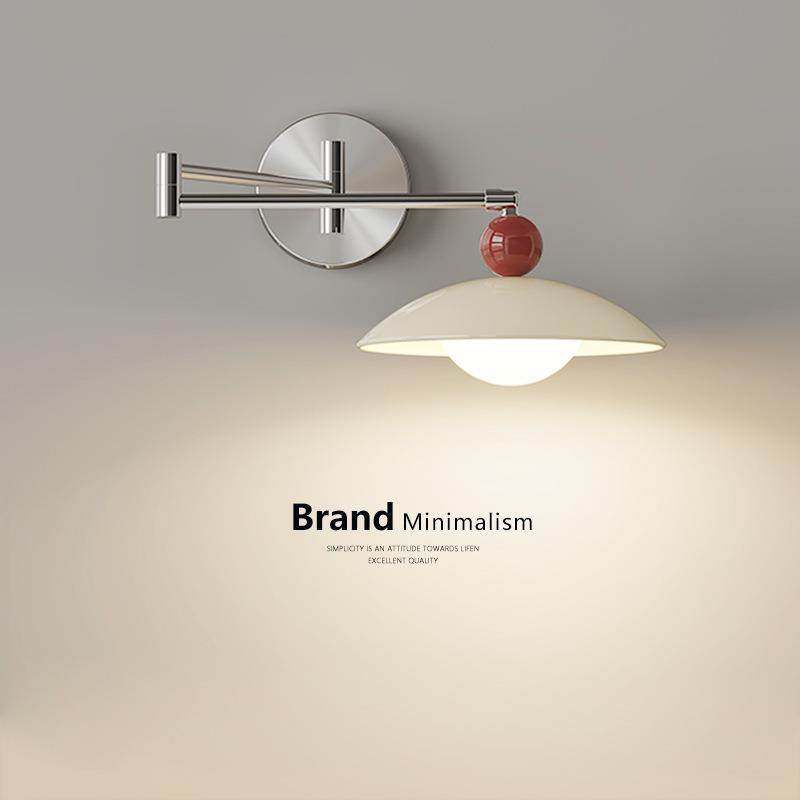 卧室床头壁灯包豪斯客厅墙灯奶油风北欧创意可伸缩书房阅读摇臂灯