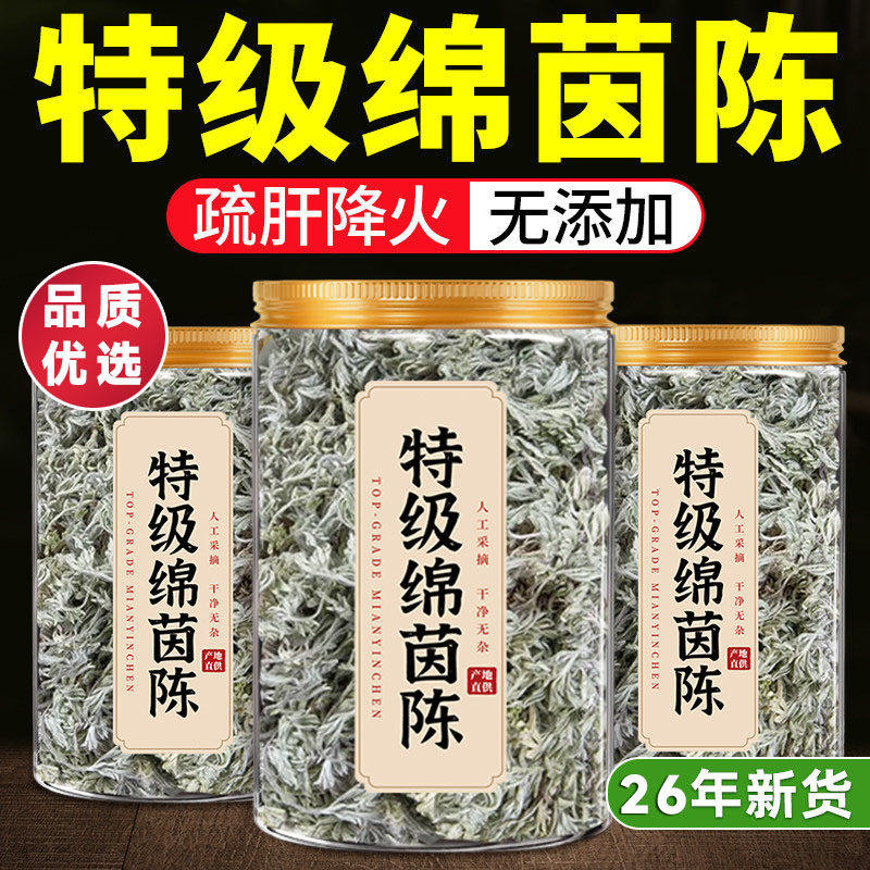 茵陈中药材茶500g正品官方旗舰店野生新鲜绵茵陈白蒿棉因菌陈退黄