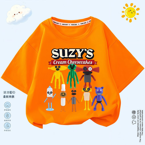pizzy'sr parlor苏西的餐厅游戏集合衣服男女儿童夏季纯棉短袖T恤