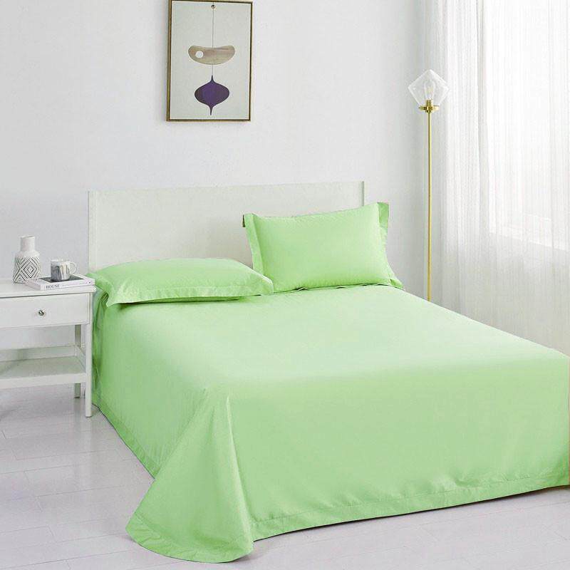 全棉活性纯色圆角贴边玫红色单件蓝色双人素色纯棉大红花边大床单