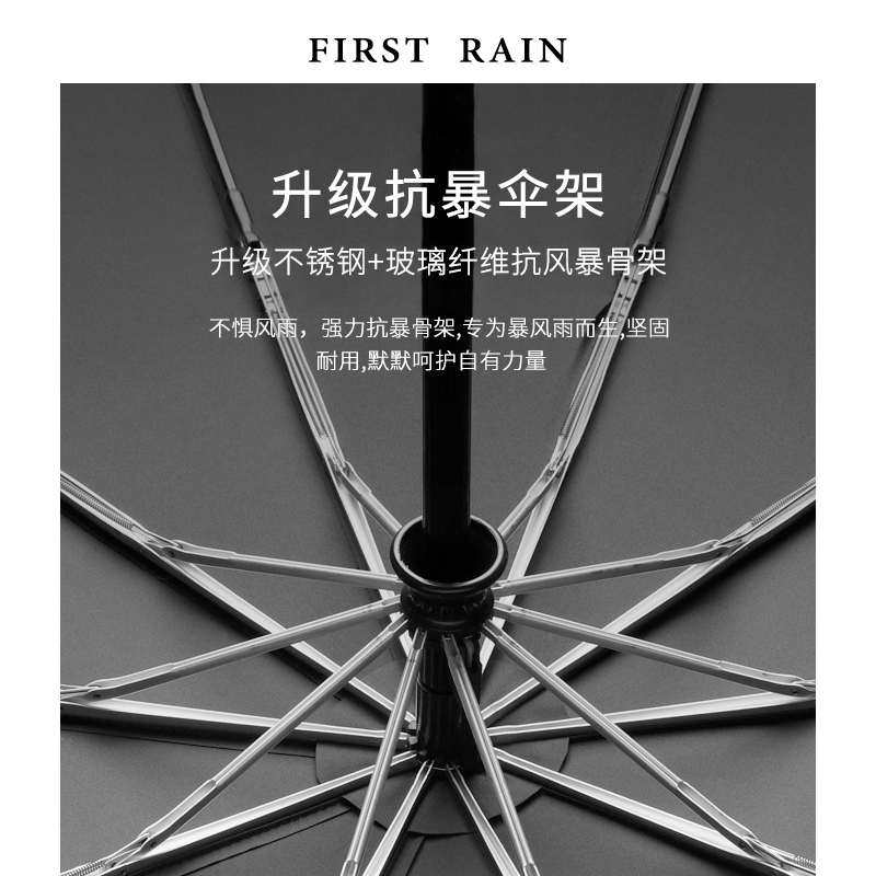 初雨全自动雨伞男生抗风大号加固加厚女士简约纯色折叠伞晴雨两用