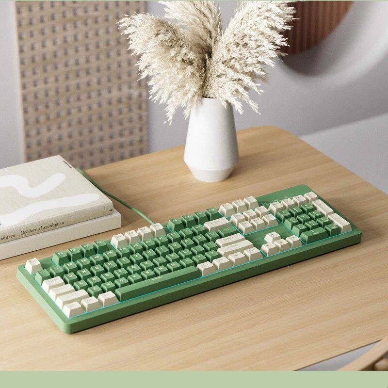 104键绿色机械键盘客制化DIY有线黑轴游戏电竞外接办公紫轴