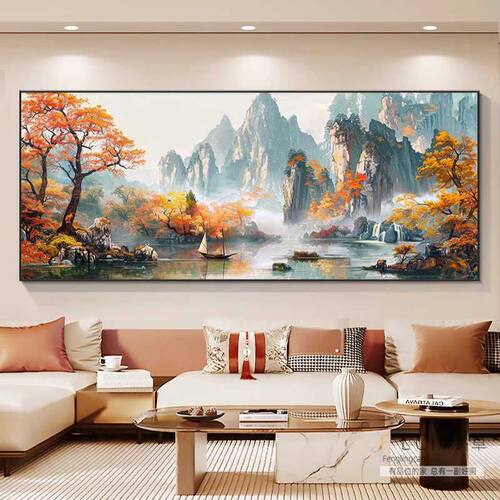 聚宝盆山水画钻石画新款贴钻十字绣钻石绣2025客厅意境风景新中式