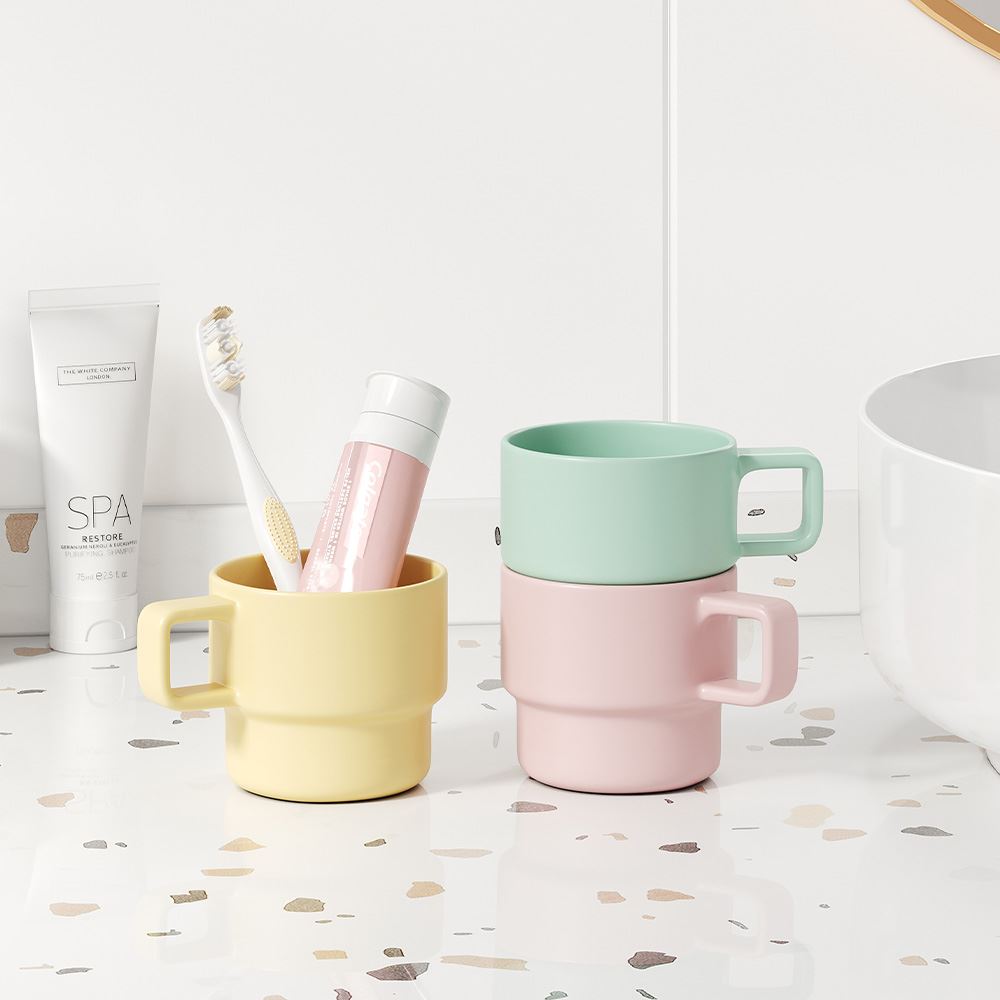 ins韩国奶油色叠叠杯家用茶杯子早餐牛奶杯咖啡杯女生水杯马克杯