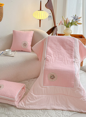 新款quan棉韩版绗缝棉两用刺绣车载用办公午睡沙发靠垫抱枕被