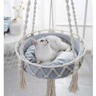 网红猫咪窝床用品棉绳编织挂毯网兜宠物吊篮波西米亚喵星人秋千