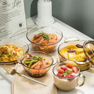 茶色玻璃碗大号家用耐热玻璃沙拉碗汤碗面碗甜品碗饭碗高颜值