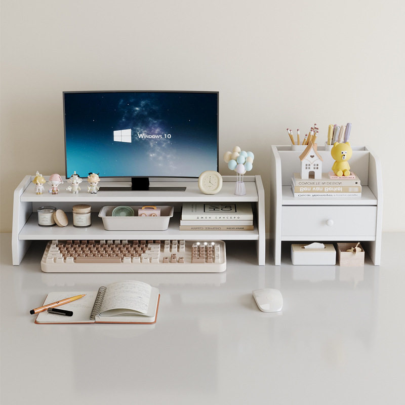 简约电脑显示器增高架双层办公桌文件支架多层桌面收纳置物架