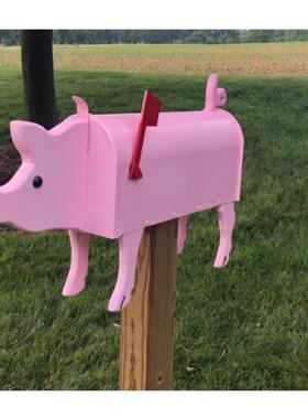 跨境独立站亚马逊金属铁艺户外猪信箱摆件