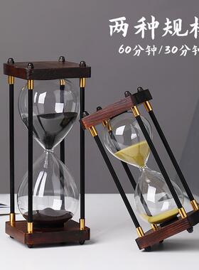 创意木质沙漏计时器30/60分钟办公家居小摆件可刻字生日节日礼品
