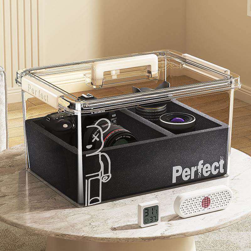 防撞收纳盒透明相机镜头密封防潮箱手提式手机电子品透明收纳箱