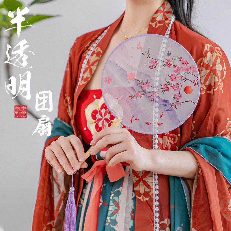 团扇古风工艺扇宫廷扇子手柄扇表演圆扇古典女旗袍礼品扇