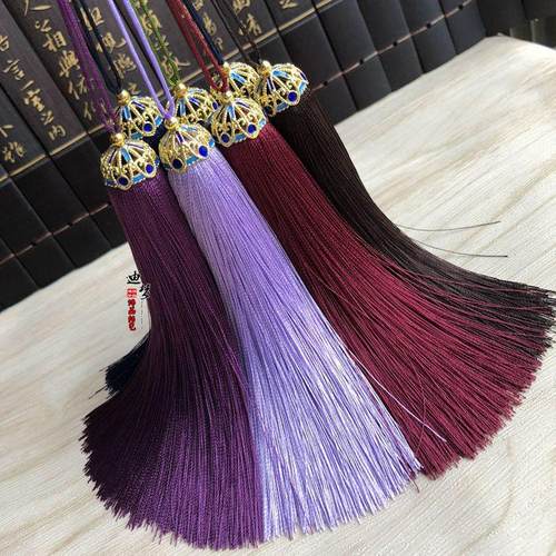 精致铜胎景泰蓝花帽中国结书签吊穗 中国风耳环人造丝流苏穗子