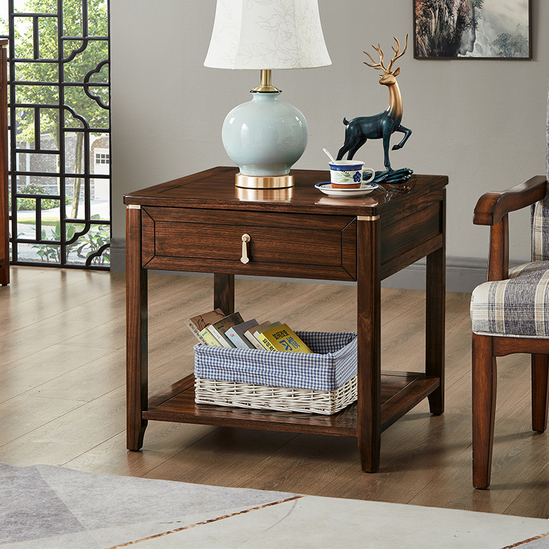 诗君新中式乌金木沙发边几