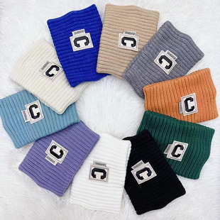 2022新款韩国秋冬针织发带C字母宽边厚款毛线头带束发带外出发箍