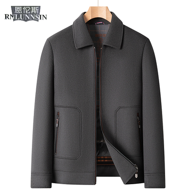 羽绒服男短款白鸭绒内胆毛呢夹克