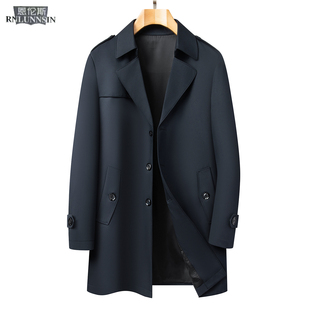 风衣男2025春秋新款高端商务休闲中长外套