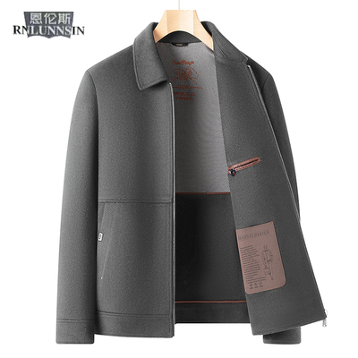 羊毛呢外套男短款翻领双面呢夹克