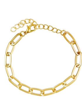 亚马逊爆款 欧美简约冷淡风回形针粗链条手链女 ins嘻哈古巴手链