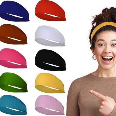 欧美聚脂纤维超柔软运动发带女健身跑步吸汗头巾弹力纯色束发带