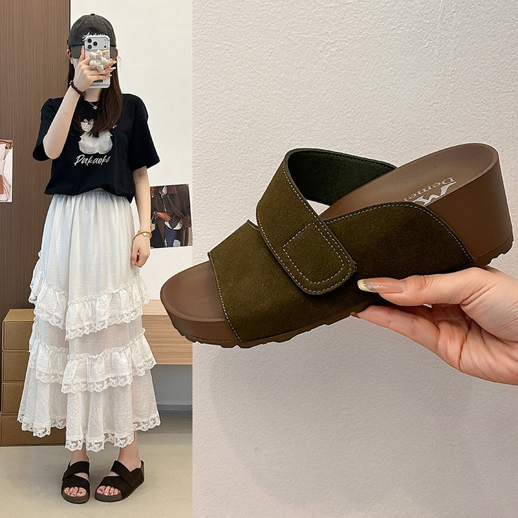 【潘星星专属】M3562厚底勃肯拖鞋女2026新款魔术贴一字凉拖鞋