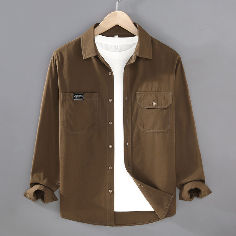 2368高级感美式休闲口袋纯棉衬衣男长袖春秋日系复古工装衬衫外套,男装,衬衫,淘宝优惠券,粉丝福利购,淘宝优惠卷