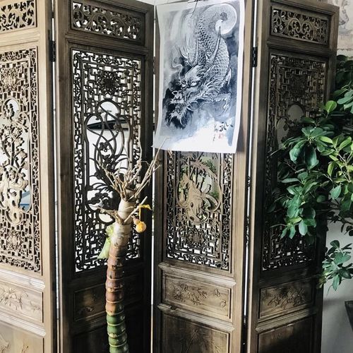 中式屏风隔断客厅实木做旧移动折屏雕花折叠屏风酒店办公室玄关