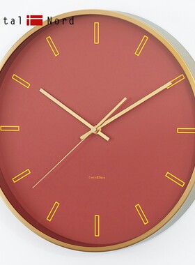 Crystal Nord红色喜庆轻奢钟表客厅挂钟时尚静音时钟创意挂墙装饰