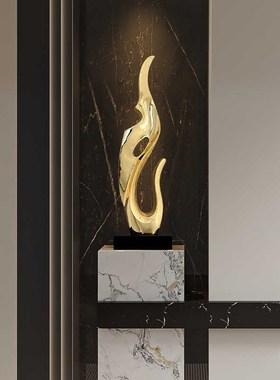 轻奢摆件艺术装饰品电镀玄关摆饰样板房客厅大厅创意树脂摆件