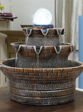 招财八方来财摆件假山流水喷泉盆景办公室桌面装饰儿童小朋友喜欢