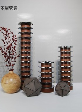 现代轻奢实木金属烛台创意皮革多面球摆件家居酒店样板间软装饰品