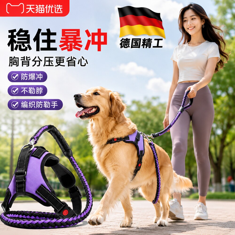 加粗两件套狗狗牵引绳小