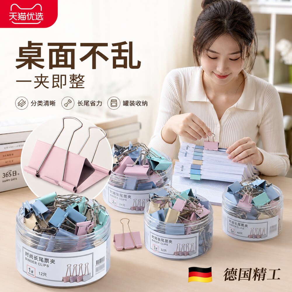彩色长尾夹燕大号中号小