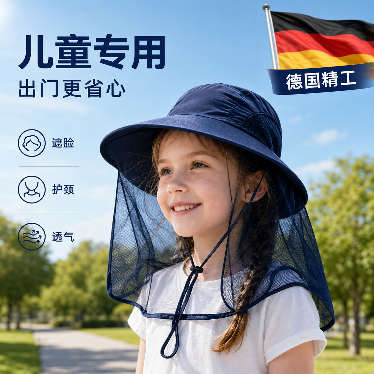 德国户外防蚊帽子遮脸护