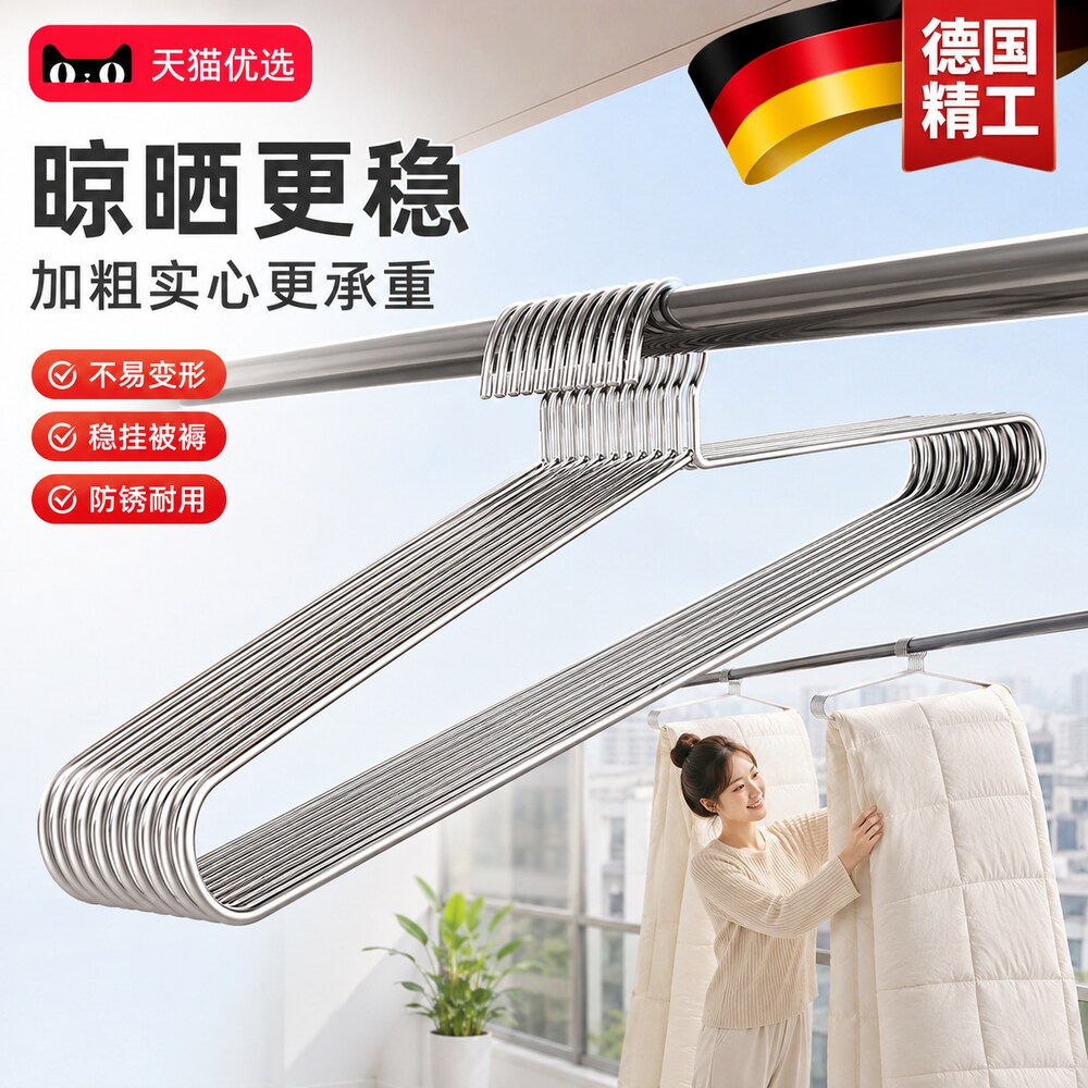 德国大衣架晒被子神器晾