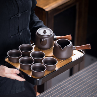 紫陶高档茶具便捷式 紫砂 户外旅行家用车载功夫茶具套装 礼盒装