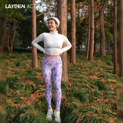 LAYEEN ACTIVE 生命力花裤子 赛博幻镜 9分裸感亲肤运动瑜伽健身