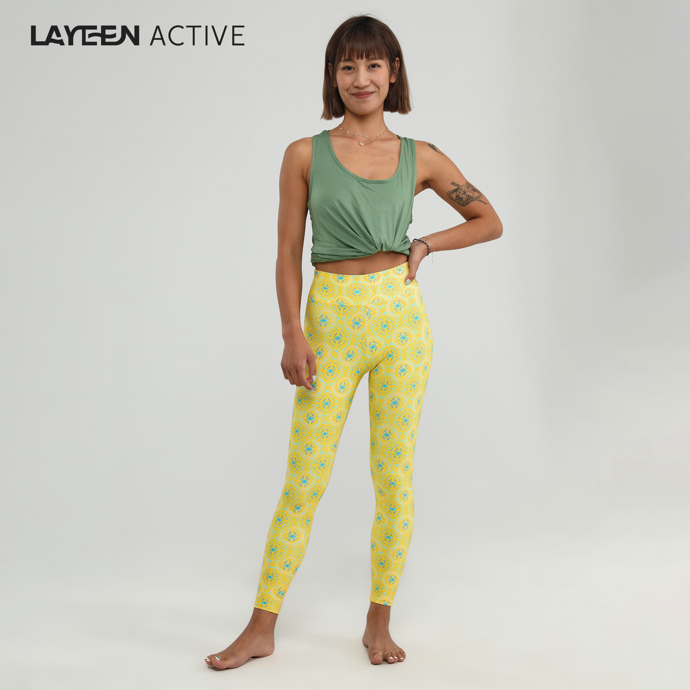 LAYEEN ACTIVE 花裤子 罗马假日 中腰9分瑜伽健身防晒230012